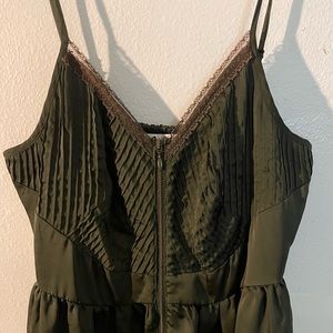 LC Lauren Conrad spaghetti strap military green dress